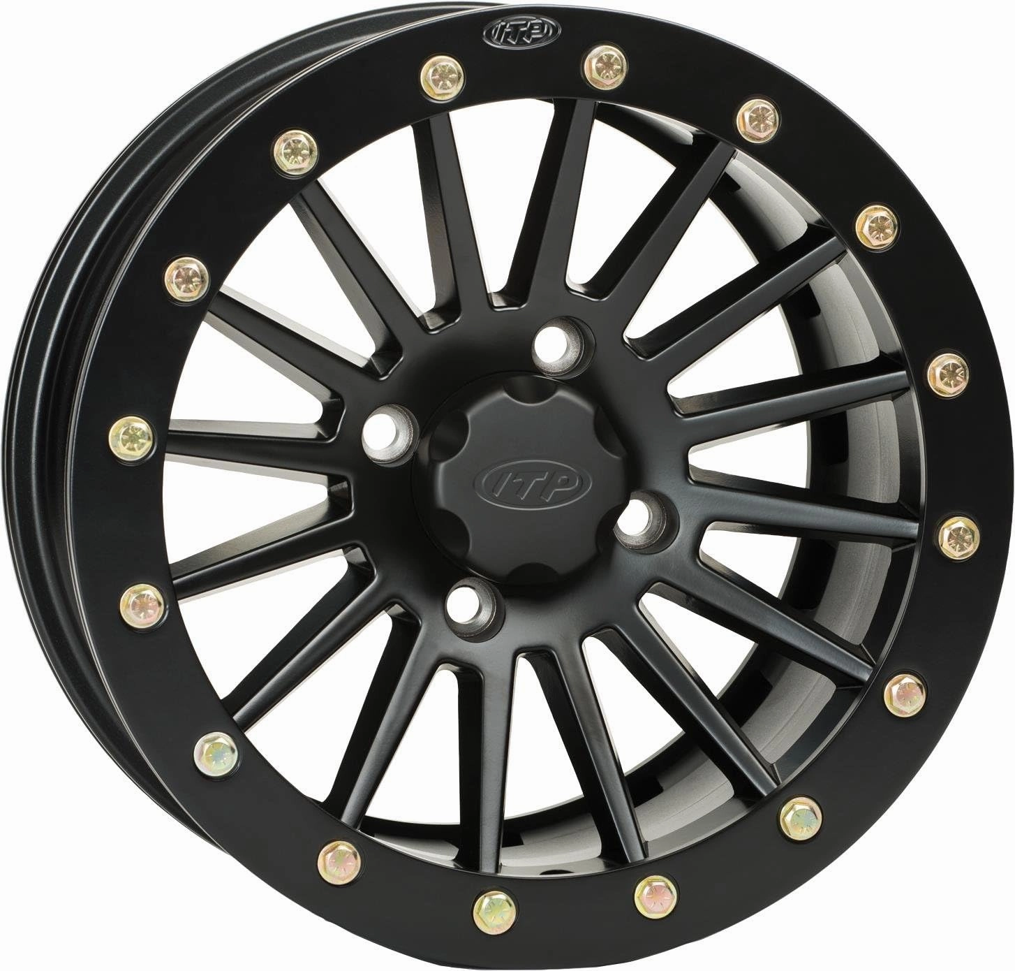 SD Beadlock Machined/Matte Black ATV Wheel Front/Rear 14x7 4/110 - (5 2)