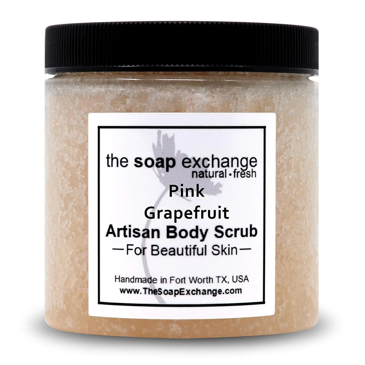 Sea Salt Body Scrub - Pink Grapefruit Scent - Hand Crafted 16 fl oz / 480 ml Natural Artisan Skin Care, Shea Butter, Exfoliate, Moisturize, & Protect. Made in the USA.