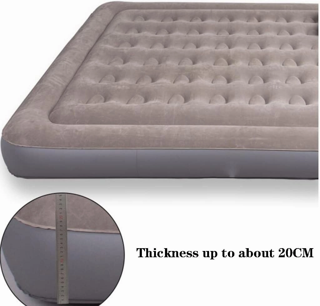 Self-Inflating Pads Camping Air Bed Double Thickening Air Cushion Camping Mattress With Pillow, Suitable For Car Travel Backpack Hiking Tent Travel (Gray) ( Color : Gray , Size : 197*175*20cm )