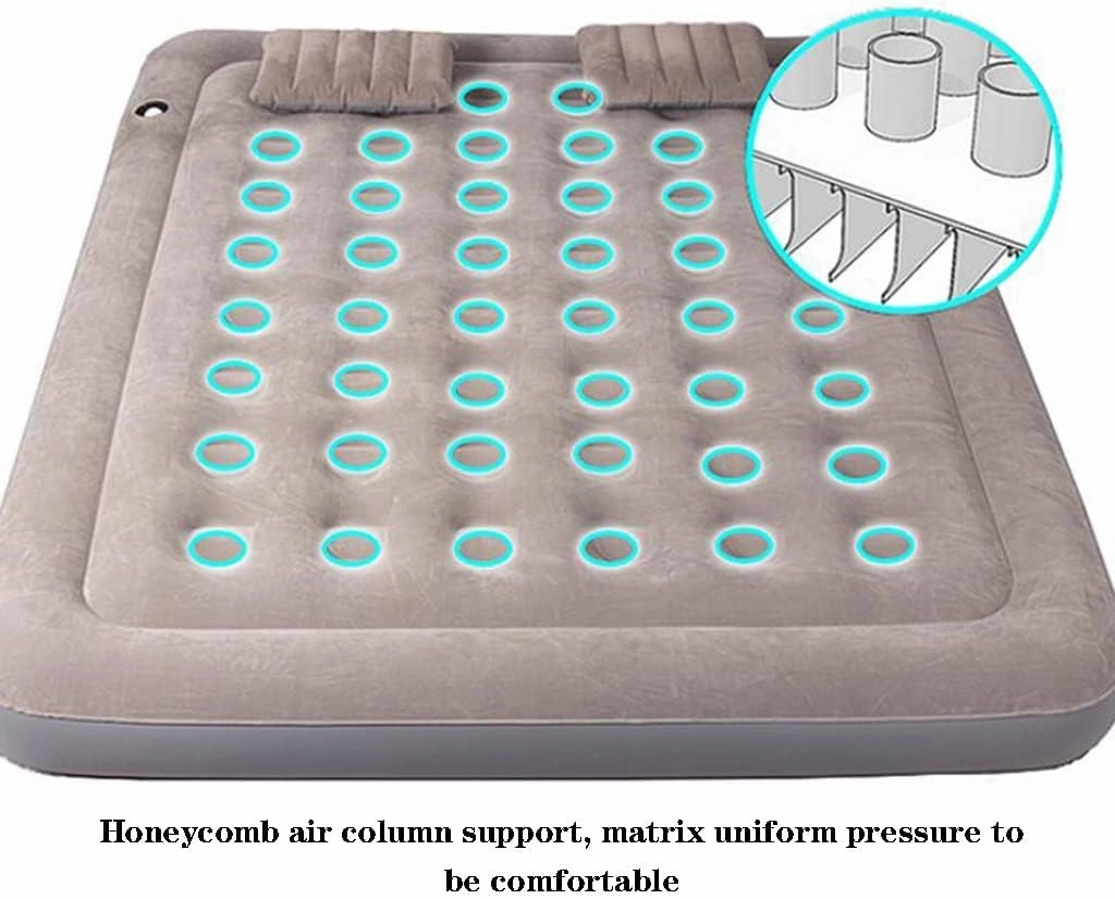 Self-Inflating Pads Camping Air Bed Double Thickening Air Cushion Camping Mattress With Pillow, Suitable For Car Travel Backpack Hiking Tent Travel (Gray) ( Color : Gray , Size : 197*175*20cm )