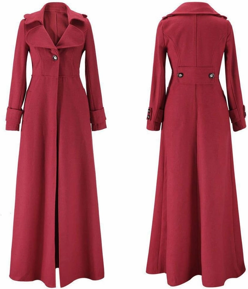SERYU Womens Winter Lapel Slim Coat Trench Jacket Long Parka Overcoat Outwear