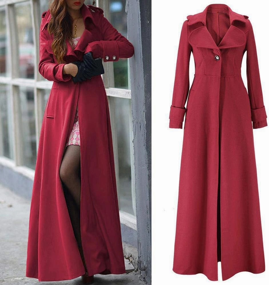 SERYU Womens Winter Lapel Slim Coat Trench Jacket Long Parka Overcoat Outwear
