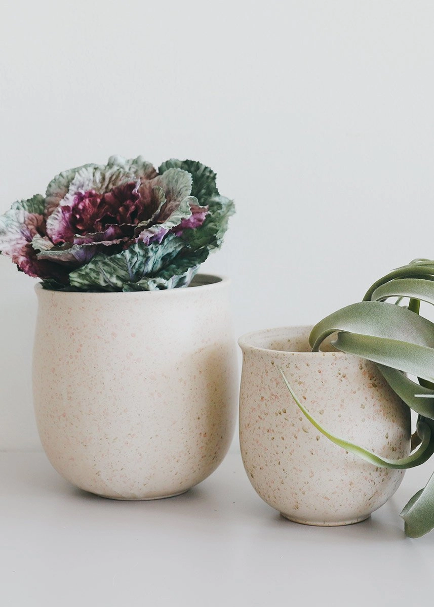 Set of 2 - Blush Terrazzo Flower Pots