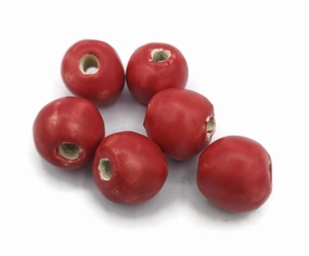 Set of 6 Handmade Matte Red Ball Beads 10mm for Jewelry Making or Crafting
