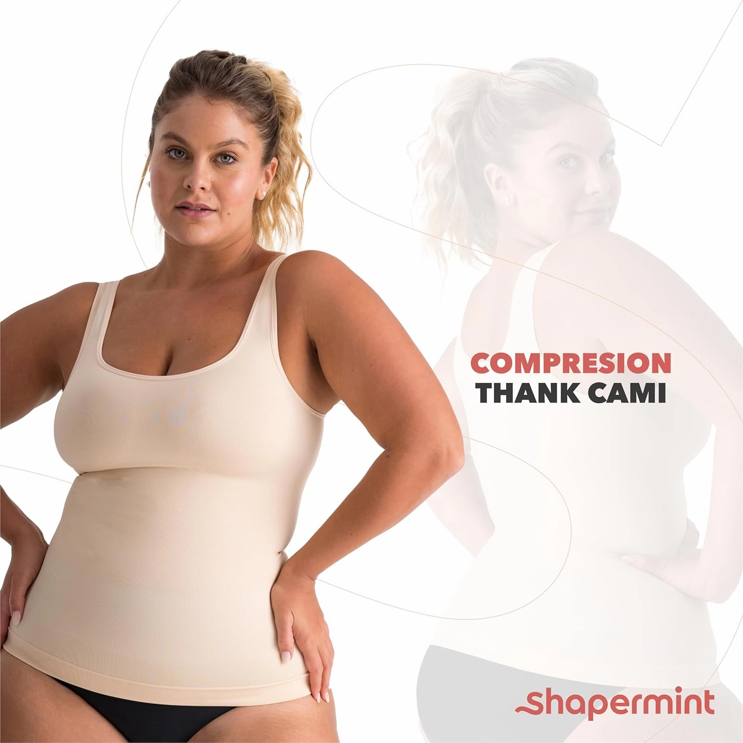 SHAPERMINT Compression Tank Cami - Tummy and Waist Control Body Shapewear Camisole for Women