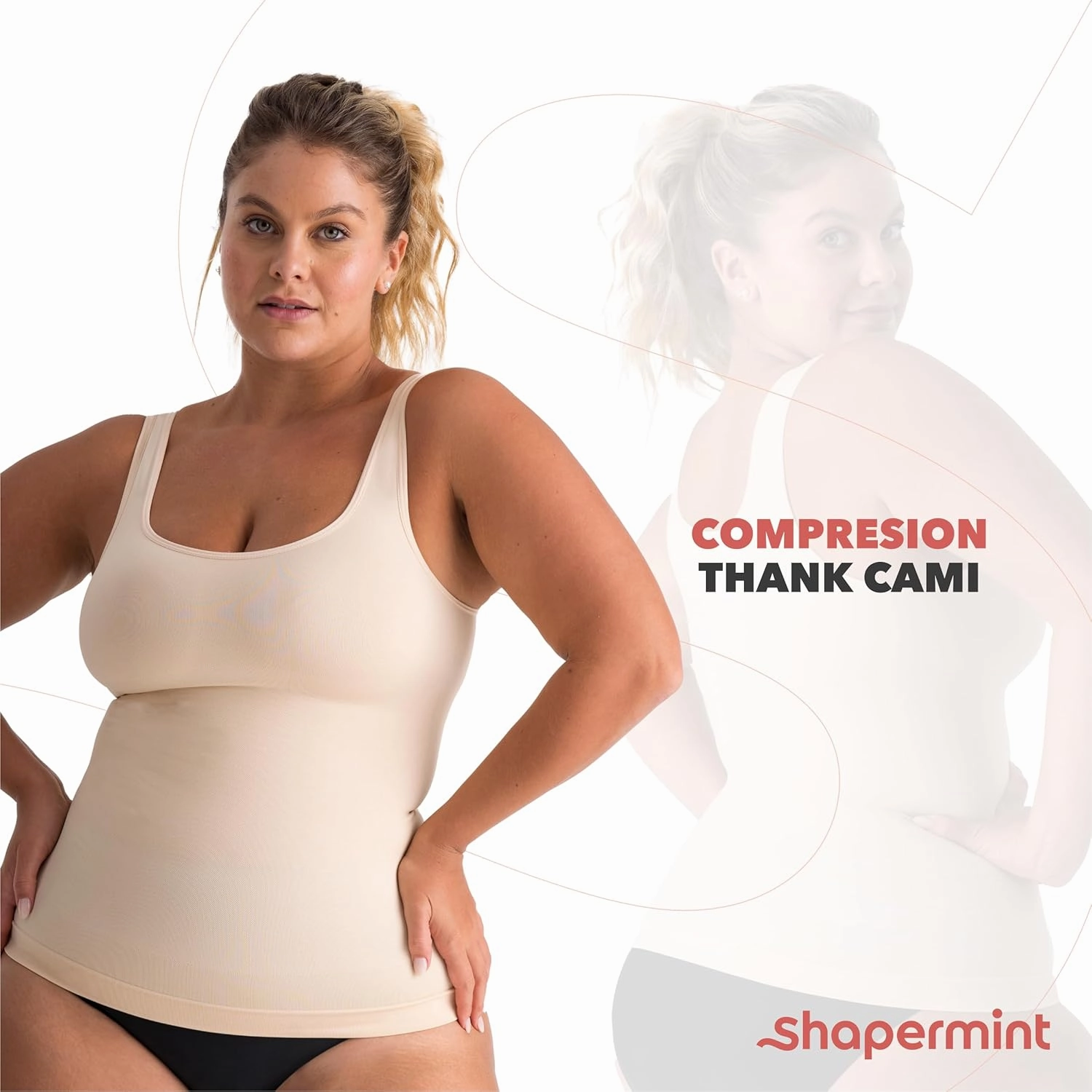 SHAPERMINT Compression Tank Cami - Tummy and Waist Control Body Shapewear Camisole for Women