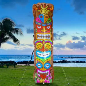Shappy 5 ft Inflatable Tiki Decoration Outdoor Luau Hawaiian Inflatable Tiki Totem Flamingo Built-in LED Lights Blow up Luau Decor for Summer Beach Tropical Pool Yard Hawaiian Aloha Party Supplies