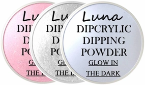 SHEBA NAILS Glow In The Dark Dipcrylic Dip Dipping Powder - 3 pc Trio Set - Shooting Star, Glistening White, Moon Child 1oz ea