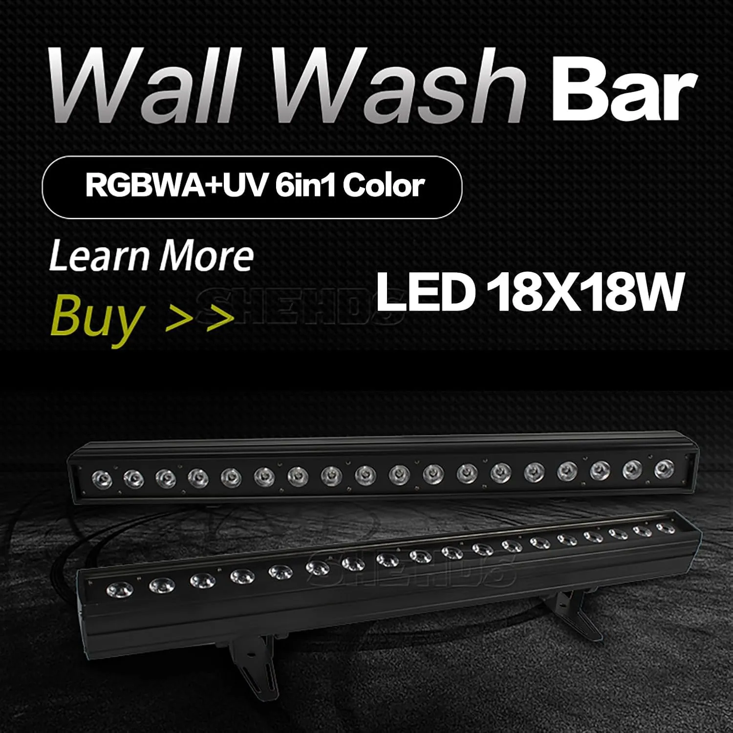SHEHDS Stage Wash Lights Bar/Strip LED 18x18W RGBWA  UV 6IN1 Lighting Wall Washer Lights Bar/Strip Strobe Effect DMX512 Control DJ Lights Bar/Strip for Christmas Night Club Disco Club Wedding Bar