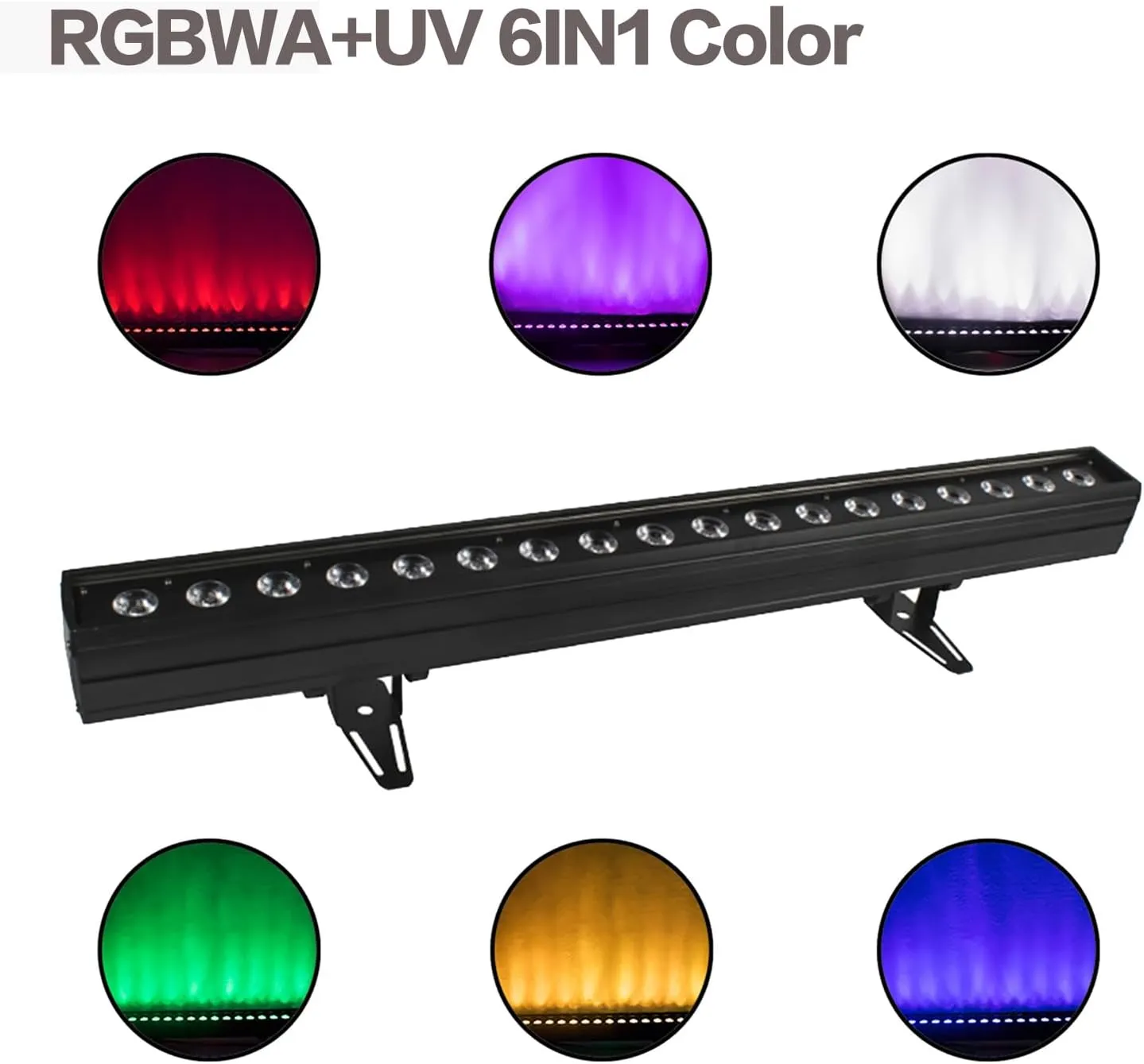 SHEHDS Stage Wash Lights Bar/Strip LED 18x18W RGBWA  UV 6IN1 Lighting Wall Washer Lights Bar/Strip Strobe Effect DMX512 Control DJ Lights Bar/Strip for Christmas Night Club Disco Club Wedding Bar