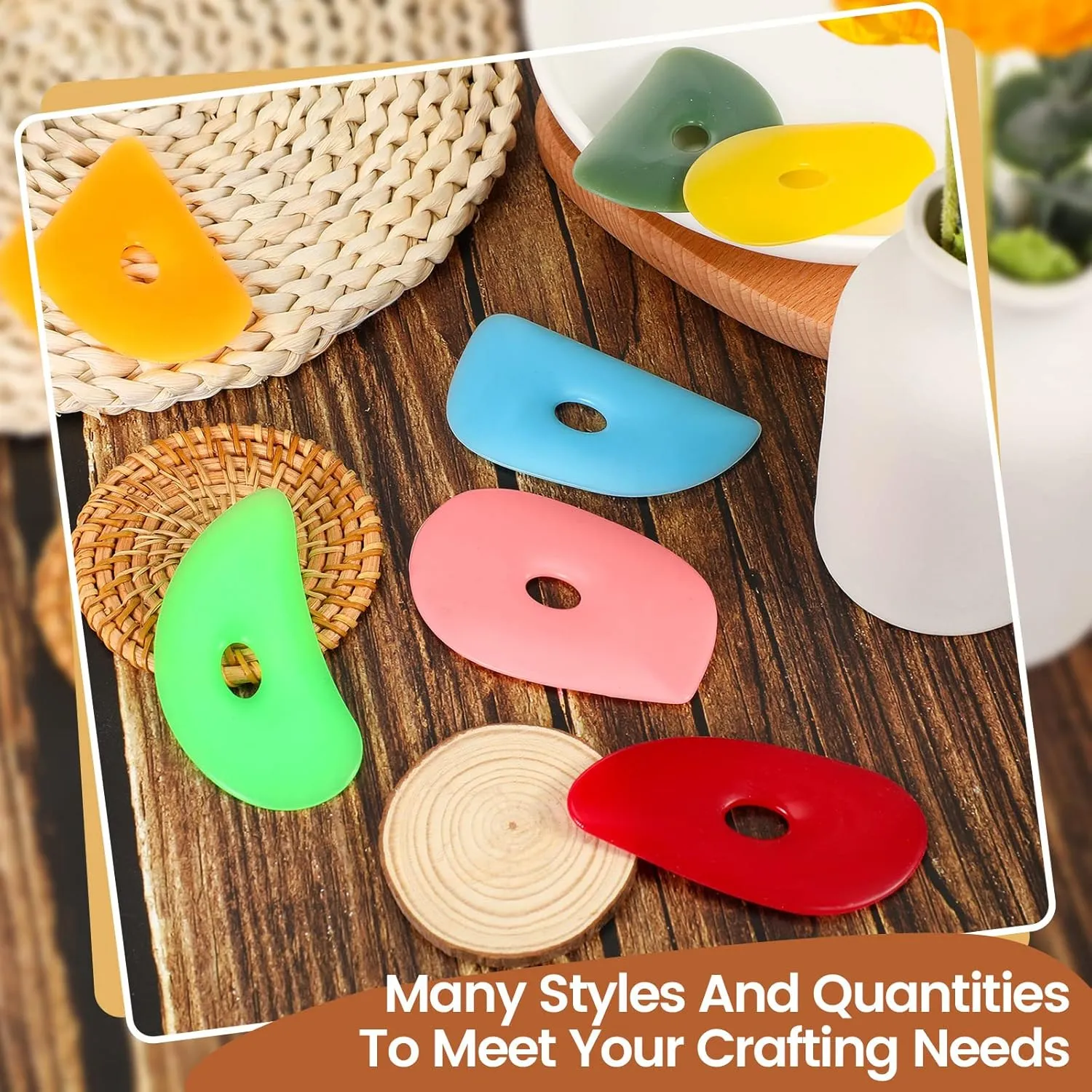 Sherr 21 Pcs Soft Ribs for Pottery Clay Silicone Rib Ceramics Tools Pottery Rubber Clay Ceramic Ribs for DIY Smooths Shapes Sculpting Tools, 7 Styles(Bright Color,Classic Style)