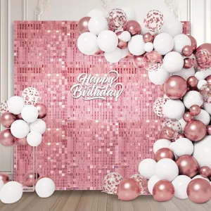 Shimmer Wall Backdrop, 24PCS Square Rose Gold Sequin Backdrops Panel, Glitter Wall Background for Birthdays, Weddings, Graduation, Engagements, Disco Bachelorette Party Decoration (4FTx6FT)