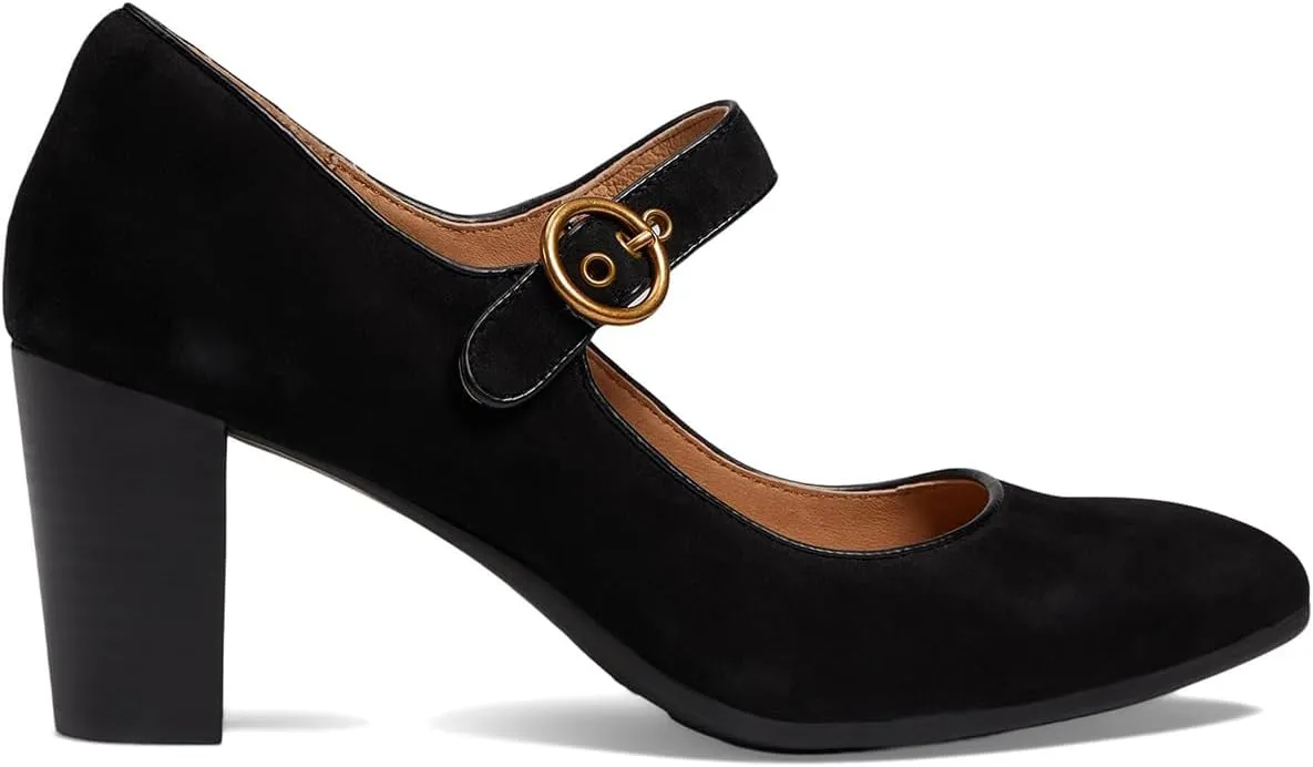 SHODENSE Women Chunky High Heel Mary Jane Suede Pumps Shoes Round Closed Toe Ankle Strap Dress Sandals 3" Block Heel Mary Jane Lolita Pumps Two-Toned Buckle Office Work Wedding Retro 4-11 M US