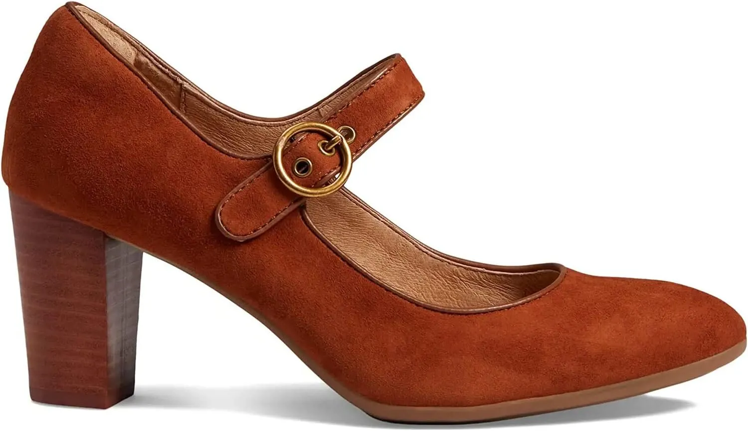 SHODENSE Women Chunky High Heel Mary Jane Suede Pumps Shoes Round Closed Toe Ankle Strap Dress Sandals 3" Block Heel Mary Jane Lolita Pumps Two-Toned Buckle Office Work Wedding Retro 4-11 M US