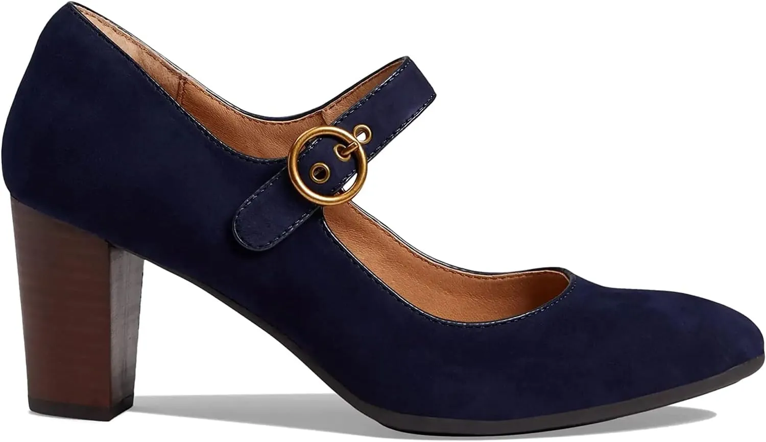 SHODENSE Women Chunky High Heel Mary Jane Suede Pumps Shoes Round Closed Toe Ankle Strap Dress Sandals 3" Block Heel Mary Jane Lolita Pumps Two-Toned Buckle Office Work Wedding Retro 4-11 M US