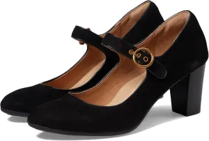 SHODENSE Women Chunky High Heel Mary Jane Suede Pumps Shoes Round Closed Toe Ankle Strap Dress Sandals 3" Block Heel Mary Jane Lolita Pumps Two-Toned Buckle Office Work Wedding Retro 4-11 M US