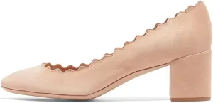 SHODENSE Women Comfortable Chunky Block Heel Pumps Shoes Round Closed Toe Slip On 2" Scalloped Heels Suede Pumps Dress Shoes for Ladies Bridal Wedding Party Office Work Elegant Formal Spring 4-11 M US