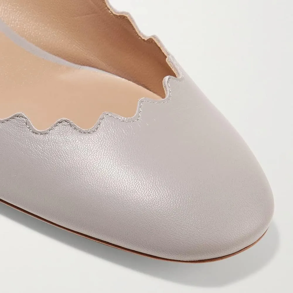 SHODENSE Women Comfortable Chunky Block Heel Pumps Shoes Round Closed Toe Slip On 2" Scalloped Heels Suede Pumps Dress Shoes for Ladies Bridal Wedding Party Office Work Elegant Formal Spring 4-11 M US