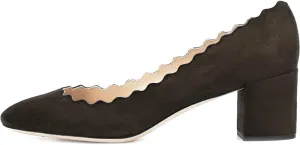 SHODENSE Women Comfortable Chunky Block Heel Pumps Shoes Round Closed Toe Slip On 2" Scalloped Heels Suede Pumps Dress Shoes for Ladies Bridal Wedding Party Office Work Elegant Formal Spring 4-11 M US