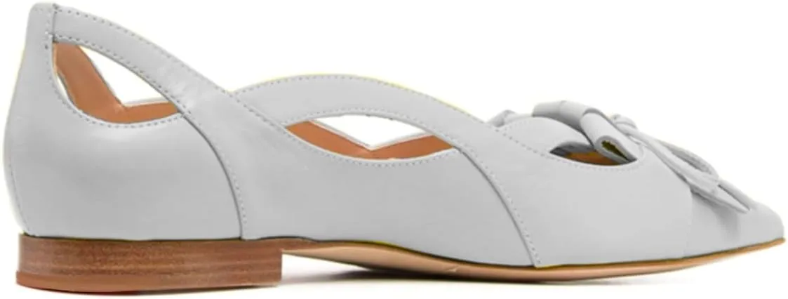 SHODENSE Women Flats Shoes Bow Pointed Closed Toe Ballet Flats Comfy Slip On Tassel Flats Cutout Suede Wingtip 4-11 M US