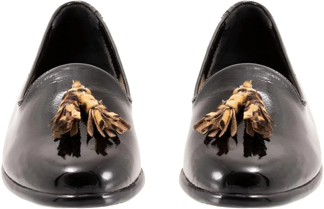 SHODENSE Women Tassel Loafer Flats Pointed Closed Toe Slip On Penny Loafers Burnished Two-Toned Matte Leather Flat Loafers Fringe Flat Heel Oxford Loafers Ladies Office Work Casual Vintage 4-11 M US