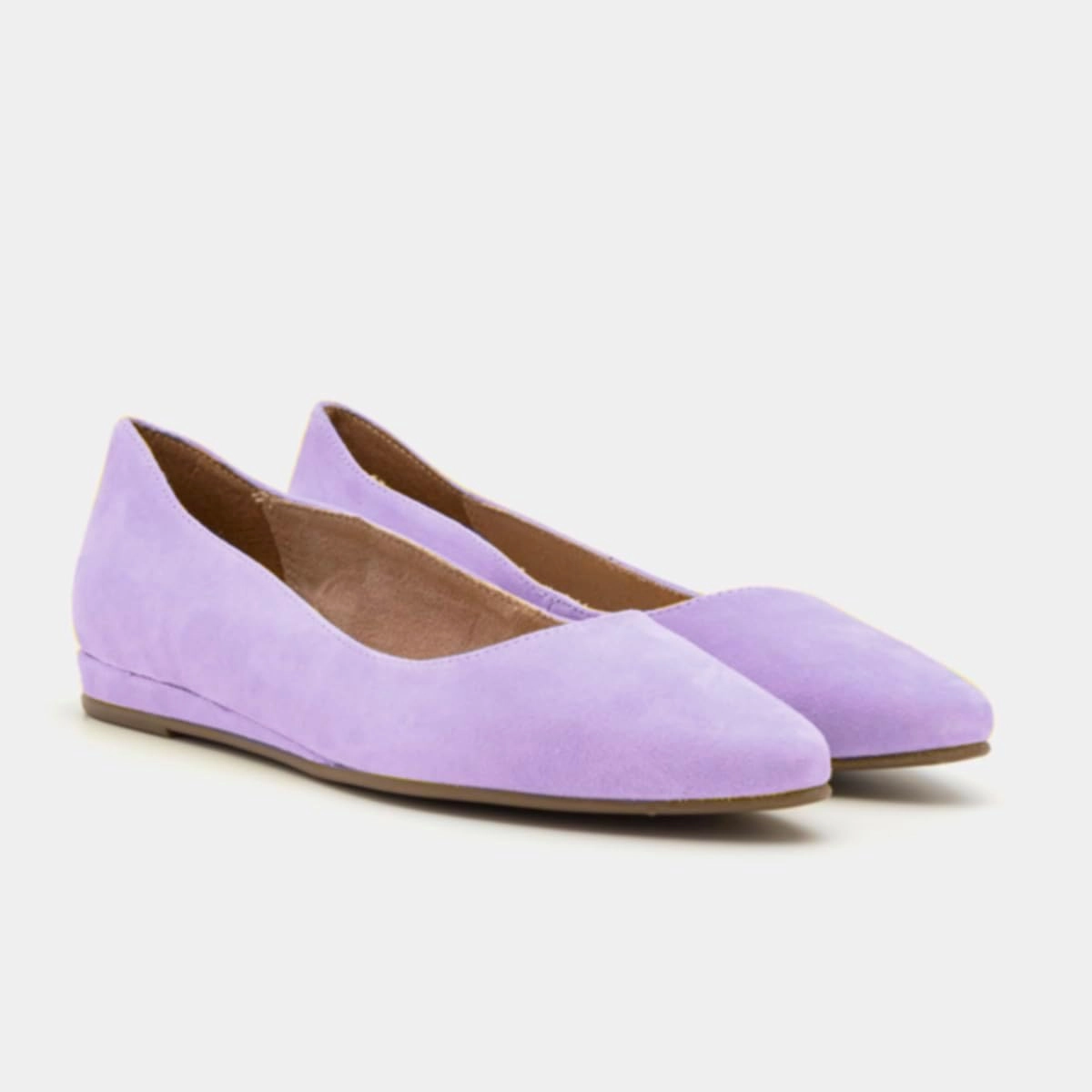 SHODENSE Women Pointed Toe Flats Shoes Suede Slip On Ballet Flats Comfortable Low Wedge Heel Office Work Shoes Ladies Girls Classic Basic Daily Flat Shoes Club Church Driving Flats Spring 4-11 M US