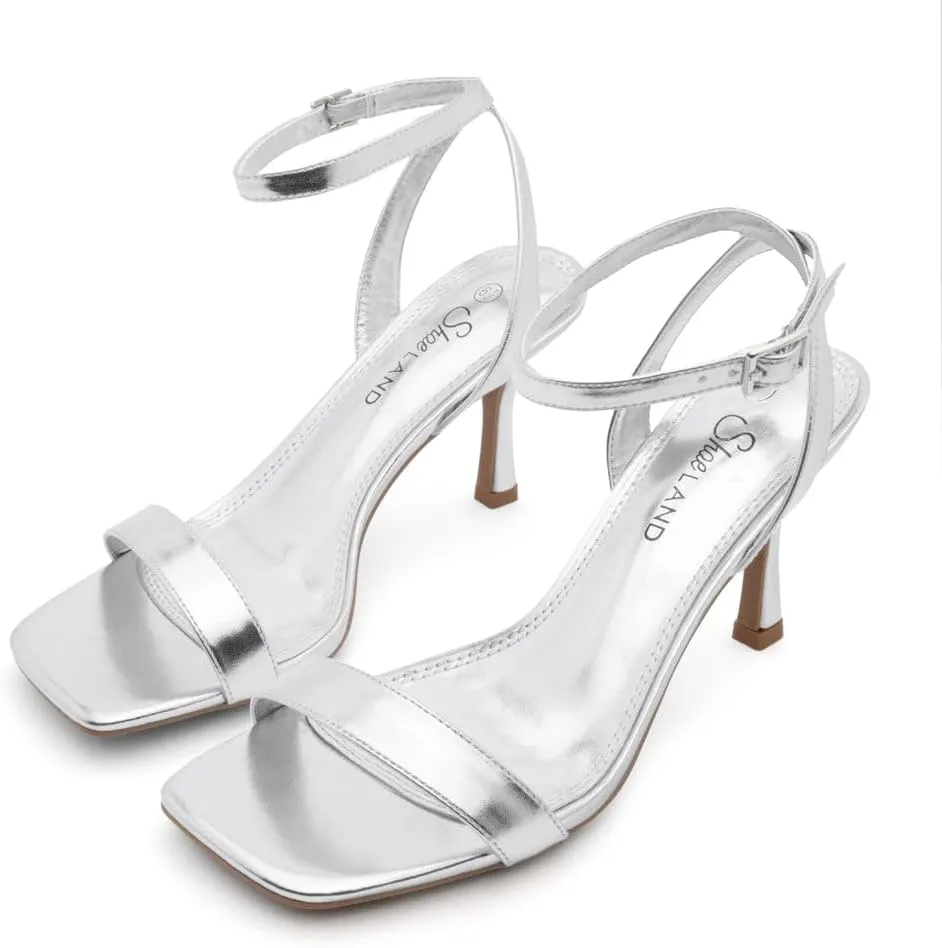Shoe Land Women’s High Heel Sandals | Strappy Slingback Heels with Square Open Toe | Ankle Strap Dressy Stilettos for Wedding, Party & Evening Events 2025