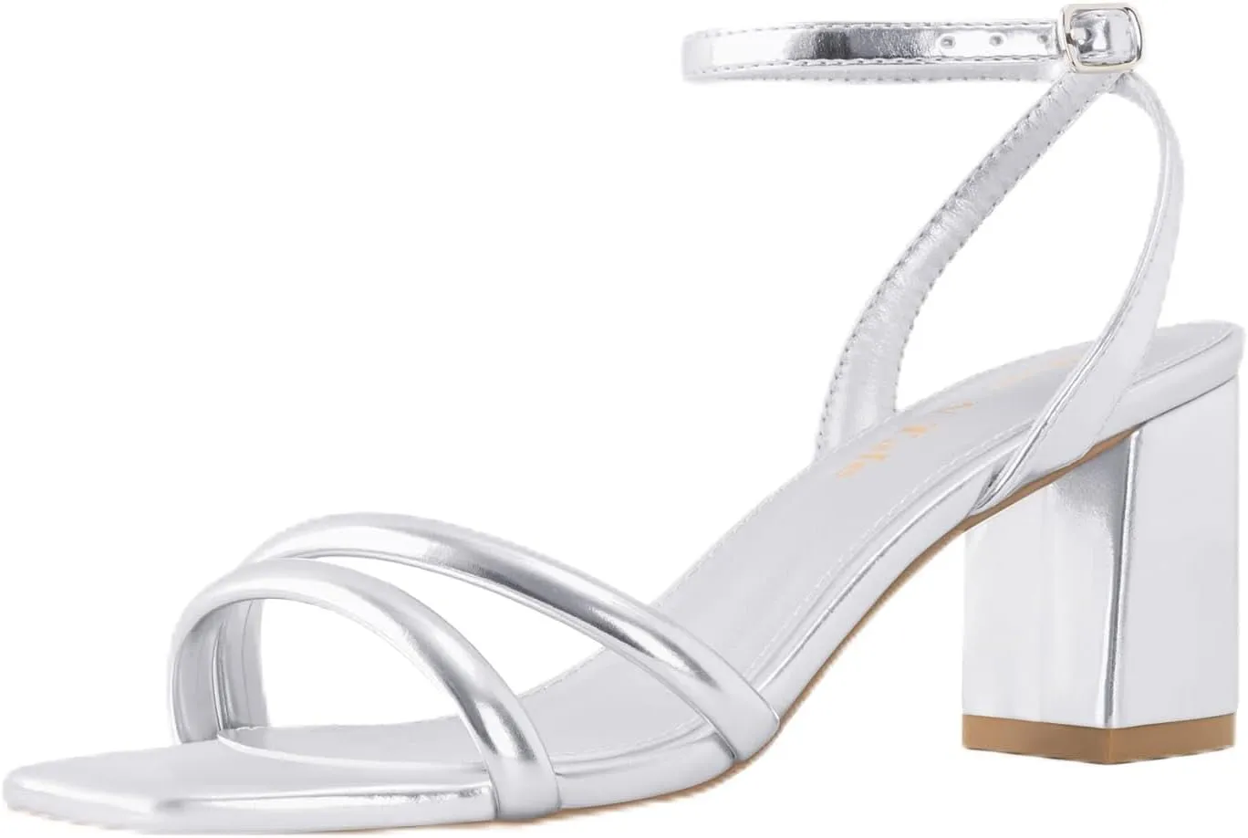 Shoe'N Tale Strappy Heels for Women Square Toe Chunky Block Heels Ankle Buckle Heeled Sandals