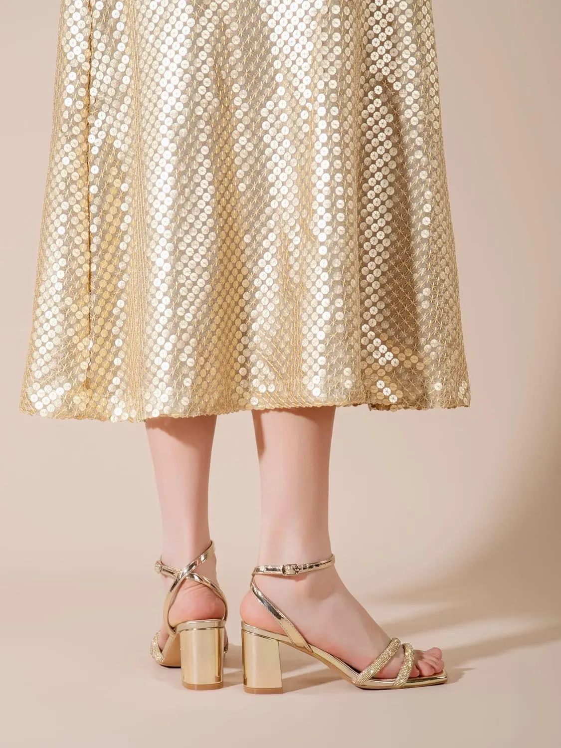 Shoe'N Tale Strappy Heels for Women Square Toe Chunky Block Heels Ankle Buckle Heeled Sandals