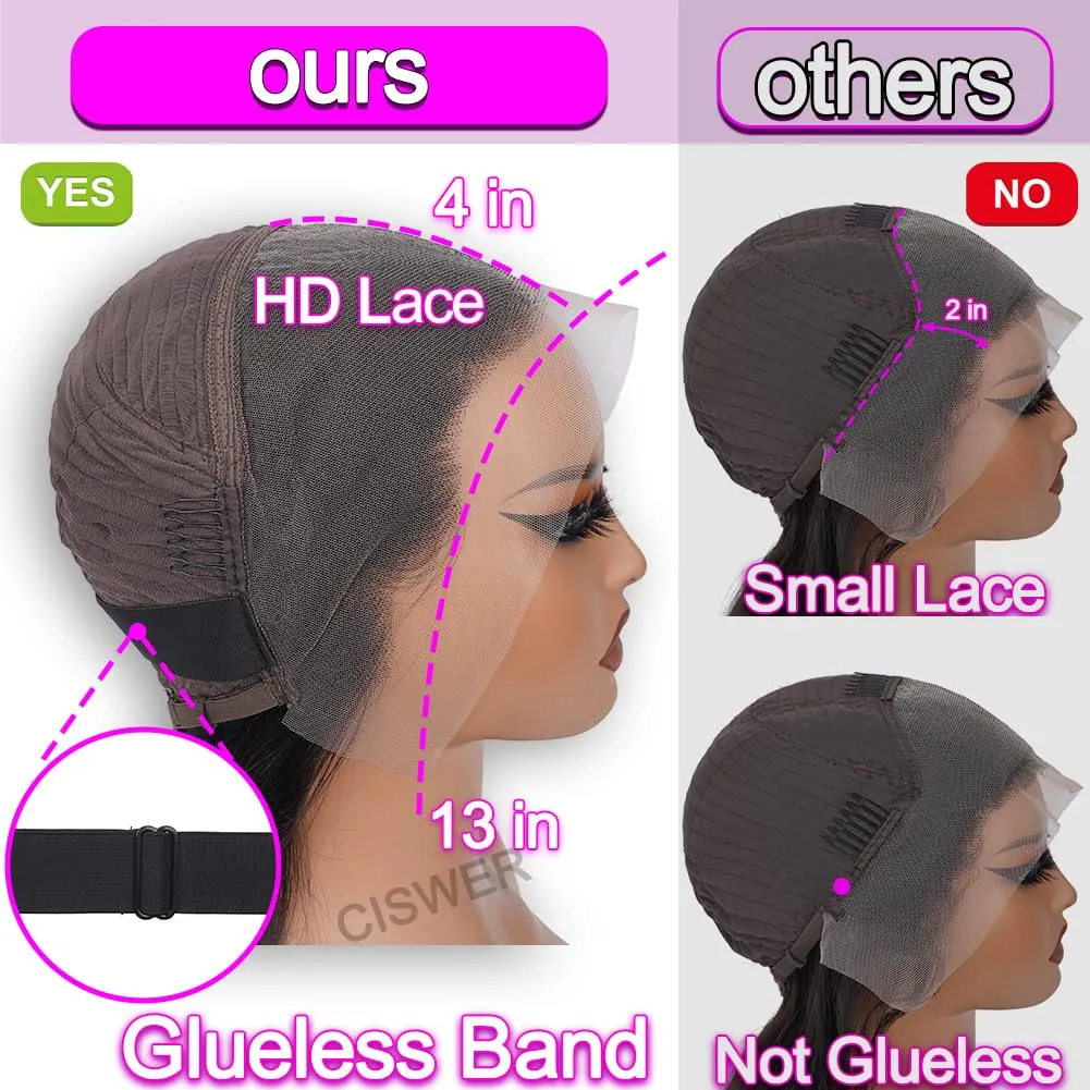 Short Bob Wig Human Hair Straight 13x4 Lace Front Wig for Black Women Glueless 180 Density Black Wig 12 Inch