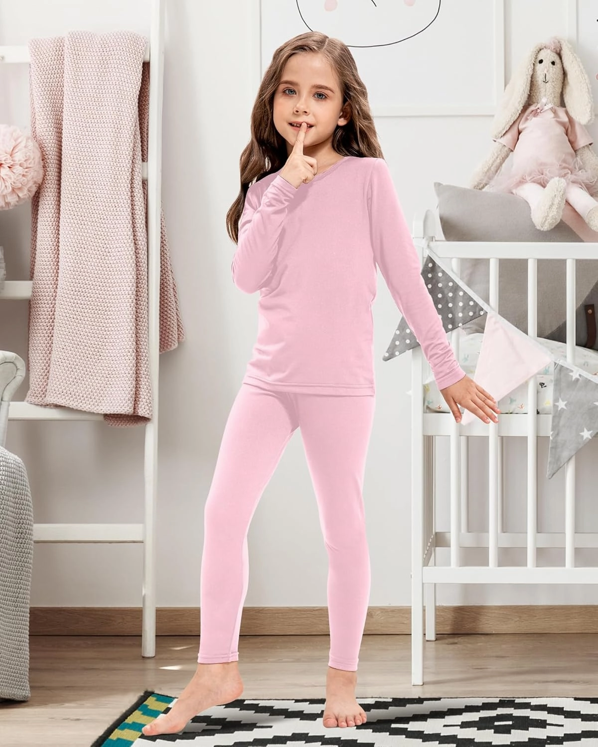 Silkfly 2 Pack Girls Thermal Underwear Set Fleece Lined Thermals Top and Bottom Base Layer for Girls Winter