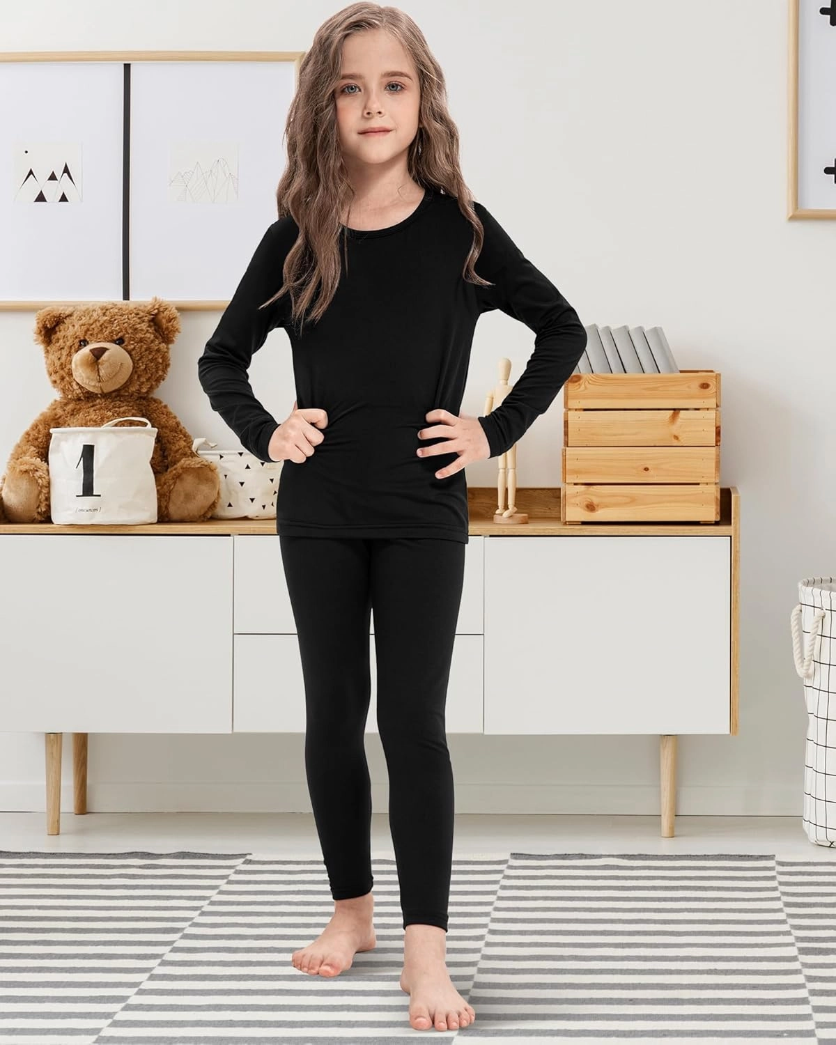 Silkfly 2 Pack Girls Thermal Underwear Set Fleece Lined Thermals Top and Bottom Base Layer for Girls Winter