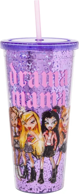 Silver Buffalo Bratz “Drama Mama” Confetti Cold Cup Featuring Cloe, Jade, Yasmin, and Sasha, 32 Ounces