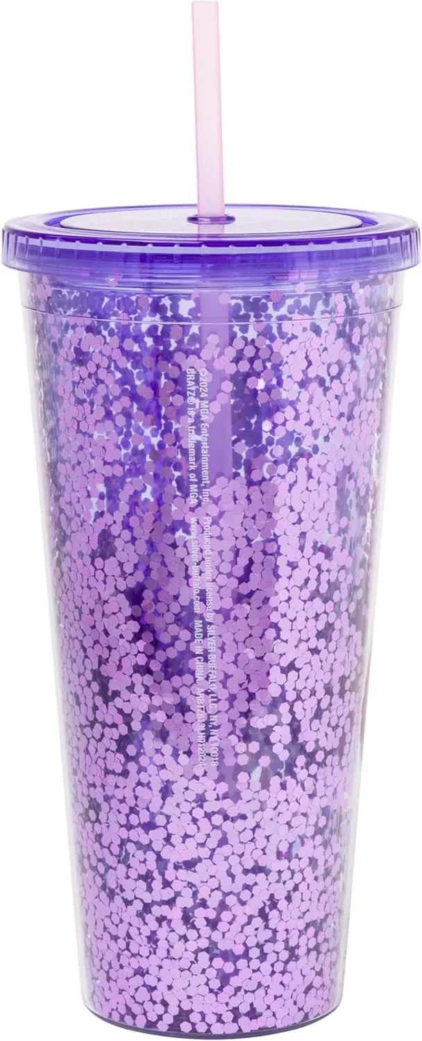 Silver Buffalo Bratz “Drama Mama” Confetti Cold Cup Featuring Cloe, Jade, Yasmin, and Sasha, 32 Ounces