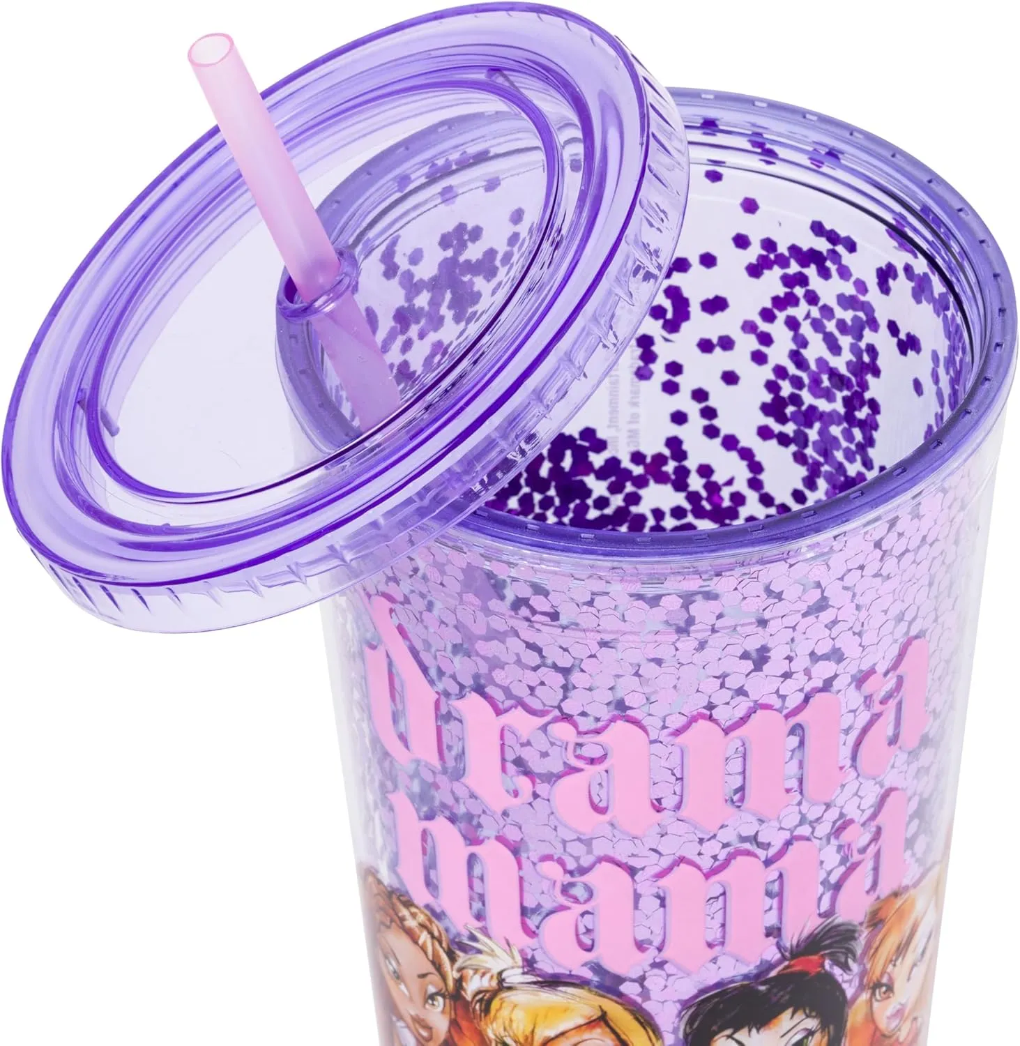 Silver Buffalo Bratz “Drama Mama” Confetti Cold Cup Featuring Cloe, Jade, Yasmin, and Sasha, 32 Ounces
