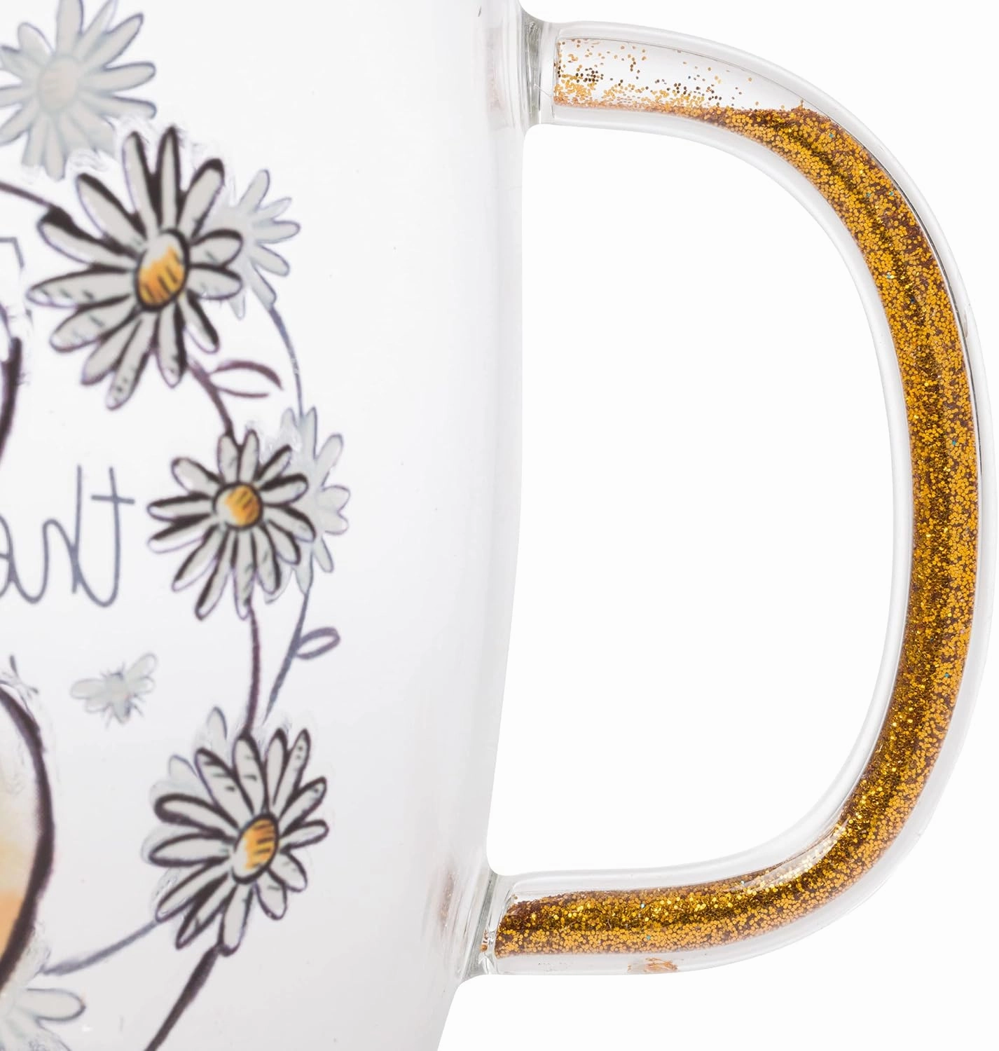 Silver Buffalo Disney Winnie the Pooh Enjoy The Little Things Glitter Handle Glass Mug, 14 Ounces