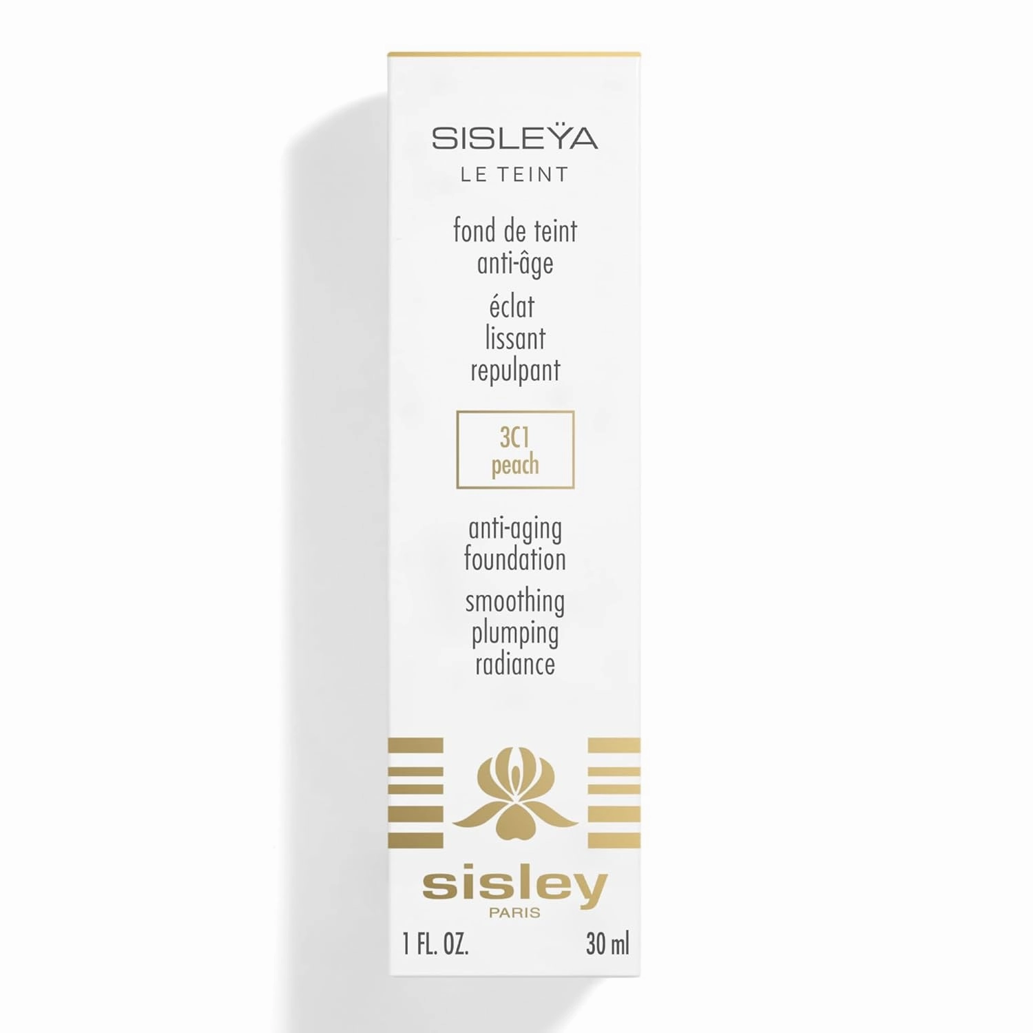 Sisley Paris Sisleya Le Teint, 3C1 Peach - 30 mL - Anti-Aging, Oil-Free Fluid Foundation for Radiance & Smoothing - All Skin Types - Non-Comedogenic