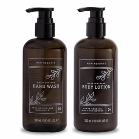 Skin Care Set - Hand Wash & Body Lotion - Scent of Fig, Cranberry & Bergamot - Hotel Bathroom Amenities - 1 of Each - Moisturizing Hand Soap & Body Lotion - 10 oz Bottles