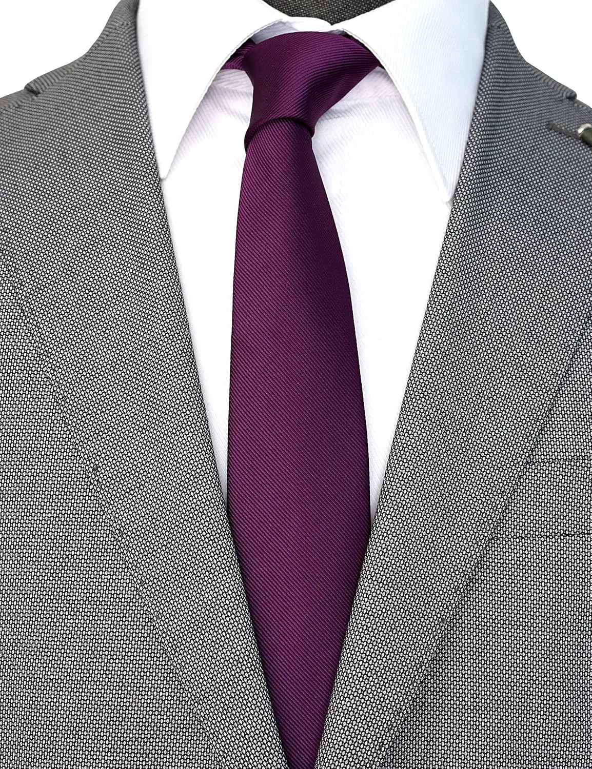 Skinny Solid Ties for Men, 2.5 inch Slim Plain Neckties 4-Pack