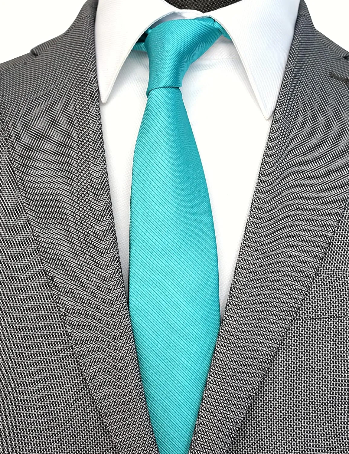 Skinny Solid Ties for Men, 2.5 inch Slim Plain Neckties 4-Pack