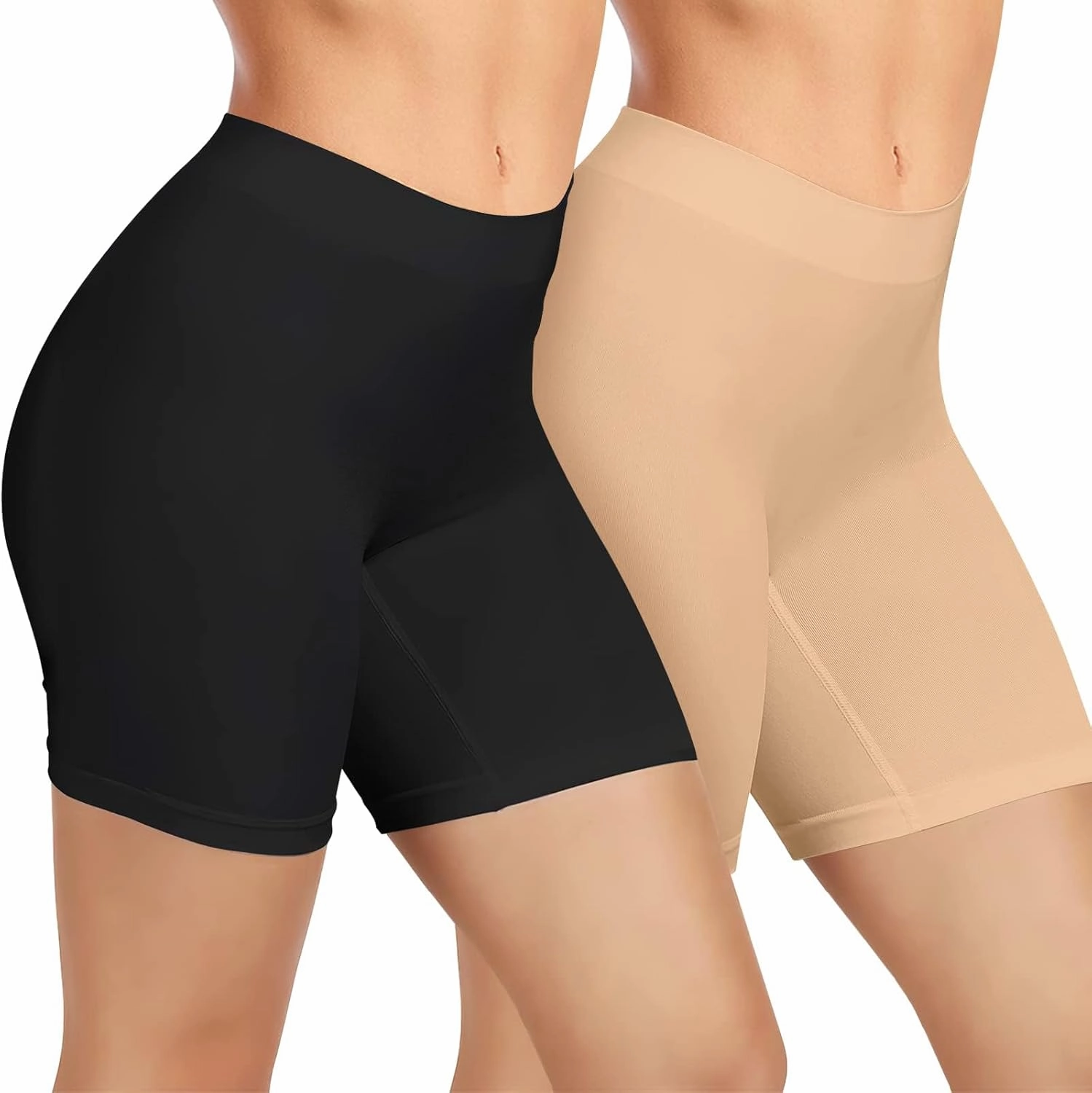 Slip Shorts for Women Under Dresses, Seamless Anti Chafing Shorts Summer, Biker Shorts for Women (Black Nude, 3XL)