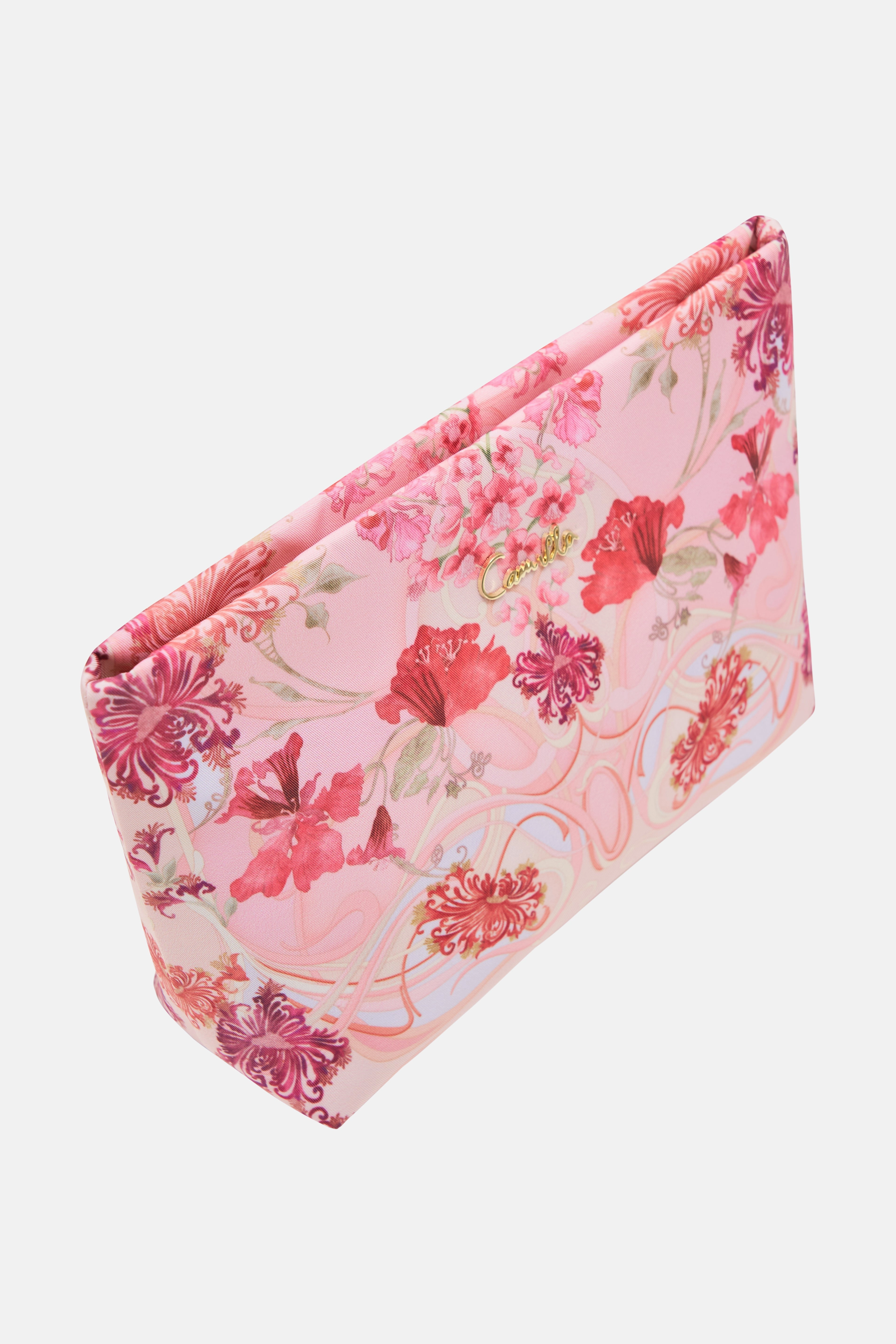 SMALL MAKEUP CLUTCH BLOSSOMS AND BRUSHSTROKES