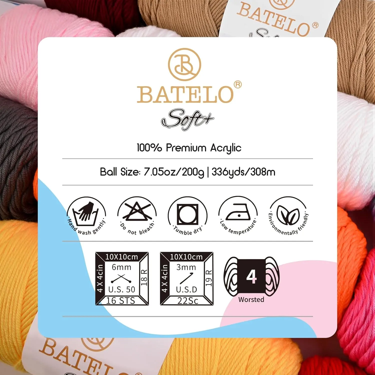 Soft Peach Pink Yarn 1008 Yards - 3 Pack Acrylic Yarn of 200g/7.5oz - 4 Medium (Worsted) - Crocheting, Knitting, Amigurumi, Craft