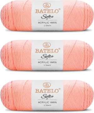Soft Peach Pink Yarn 1008 Yards - 3 Pack Acrylic Yarn of 200g/7.5oz - 4 Medium (Worsted) - Crocheting, Knitting, Amigurumi, Craft