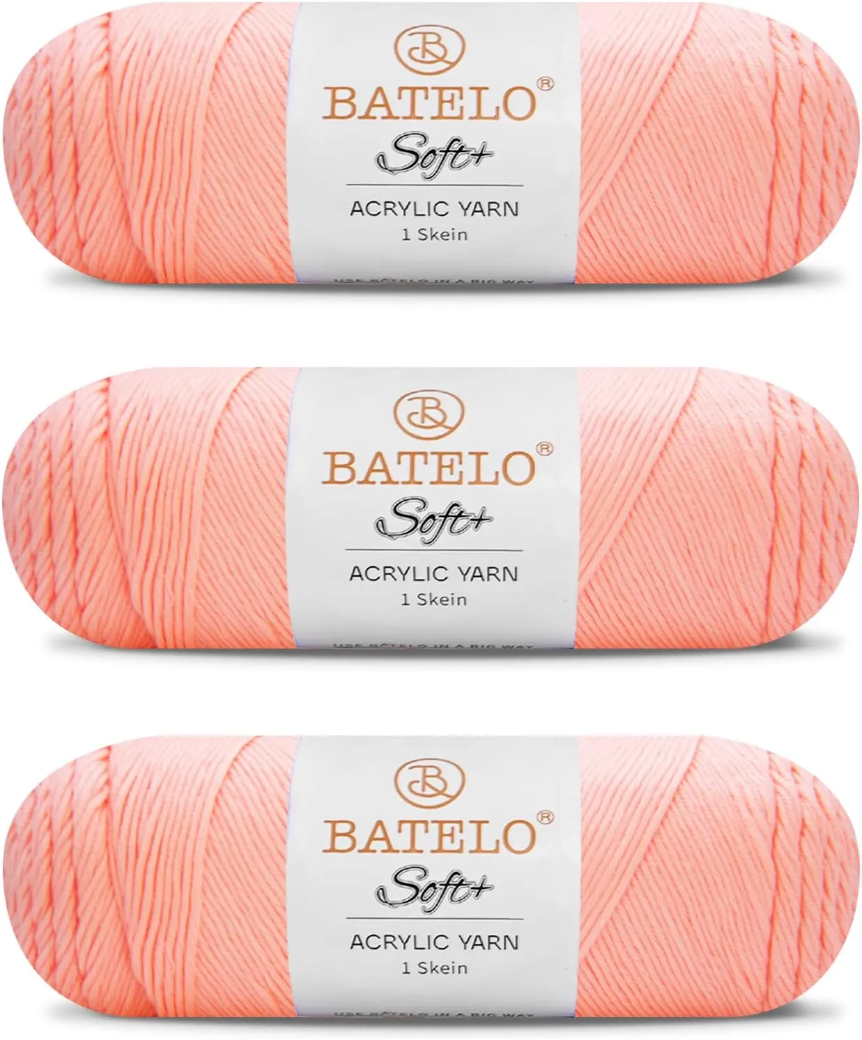 Soft Peach Pink Yarn 1008 Yards - 3 Pack Acrylic Yarn of 200g/7.5oz - 4 Medium (Worsted) - Crocheting, Knitting, Amigurumi, Craft