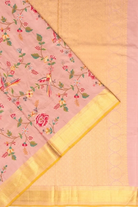 Soft Silk Embroidery Peach Saree