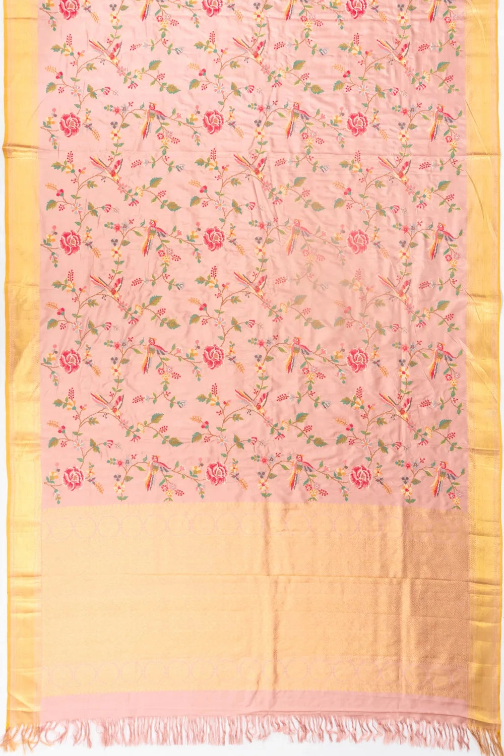 Soft Silk Embroidery Peach Saree