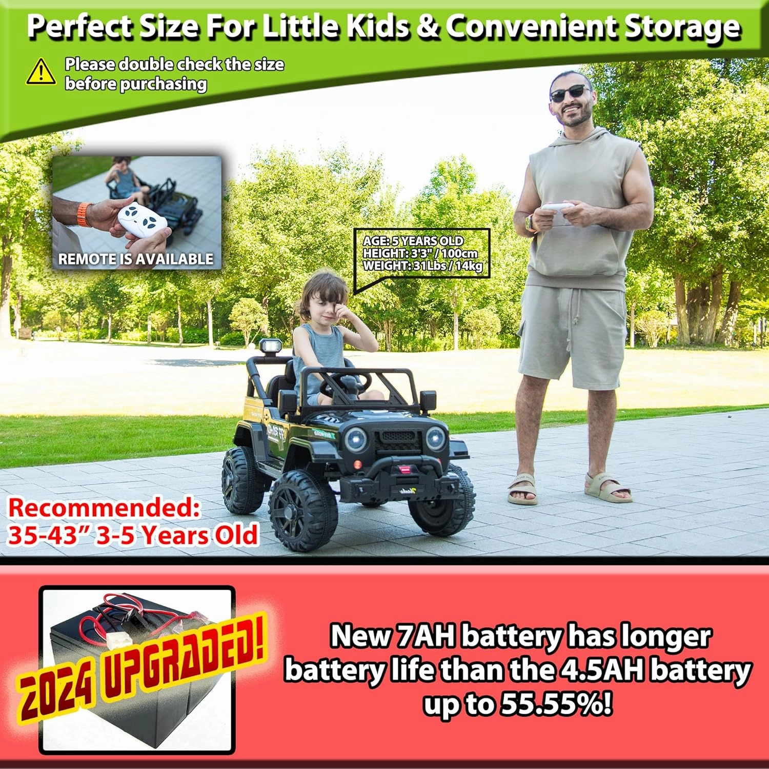 sopbost 12V Ride on Truck, 12V 7Ah Battery Powered Electric Vehicle Car for Kids 3-5 Years with Remote, Working Headlight & Search Light Bar, Horn & Music - Peach Pink