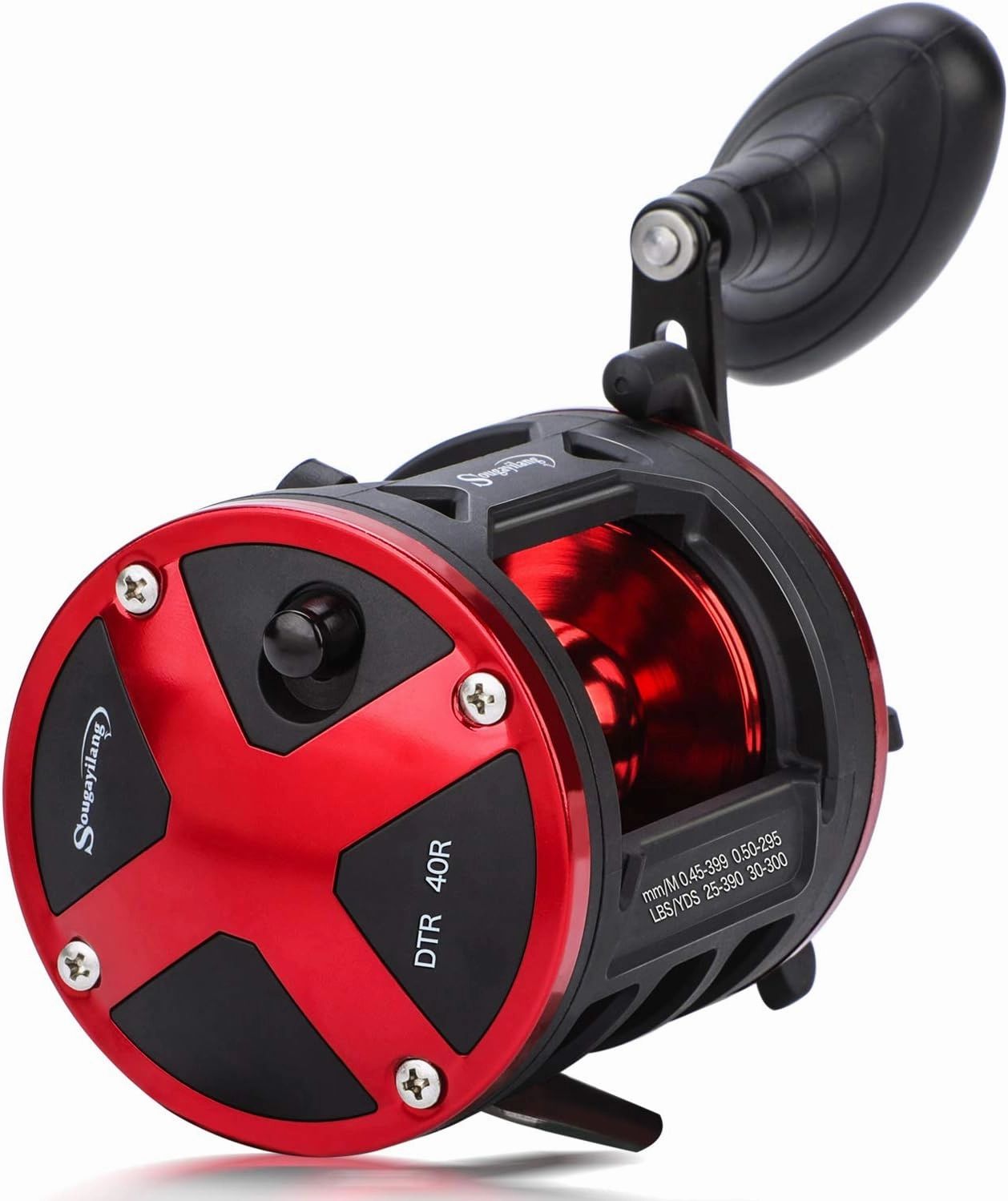 Sougayilang Trolling Reel Level Wind Conventional Reel Graphite Body Fishing Reel, Durable Stainless-Steel, Large Line Capacity