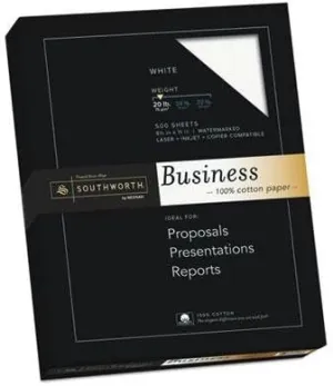 southworth 100% Cotton Business Paper, 20lb, 95 Bright, 8 1/2 x 11, 500 Sheets